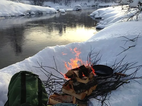 Bålkos om vinteren i Hemsedal