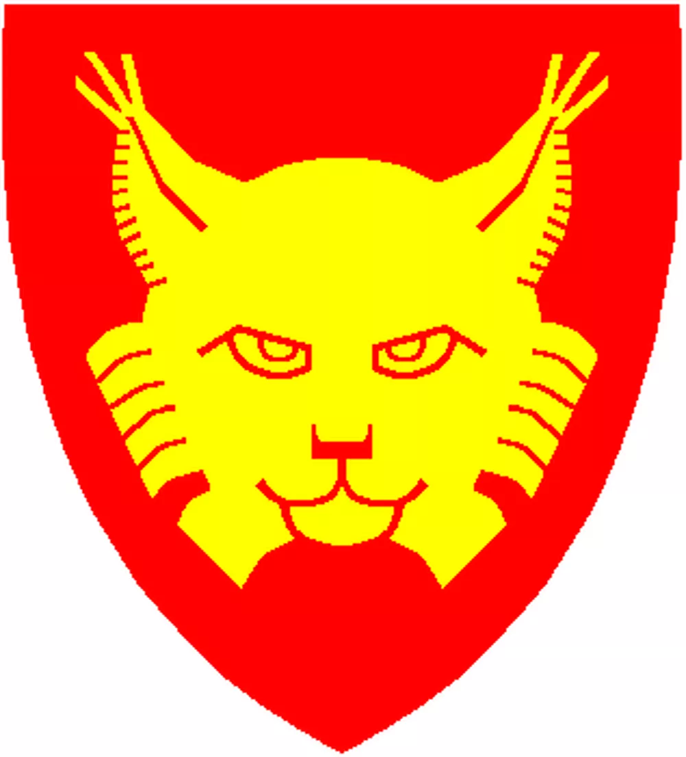 Gaupe i rød og gul, kommunevåpenet.